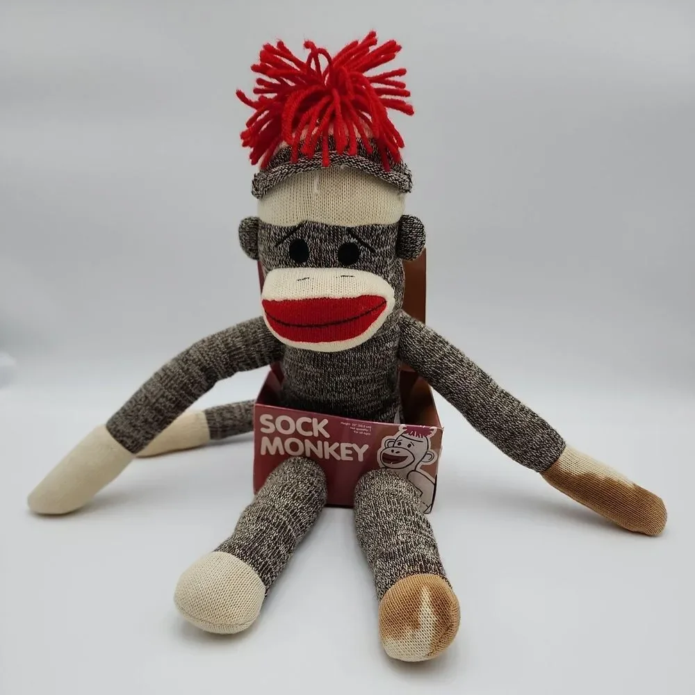 Schylling M Sock Monkey Classic Retro Toy Brown Big Lips 20
